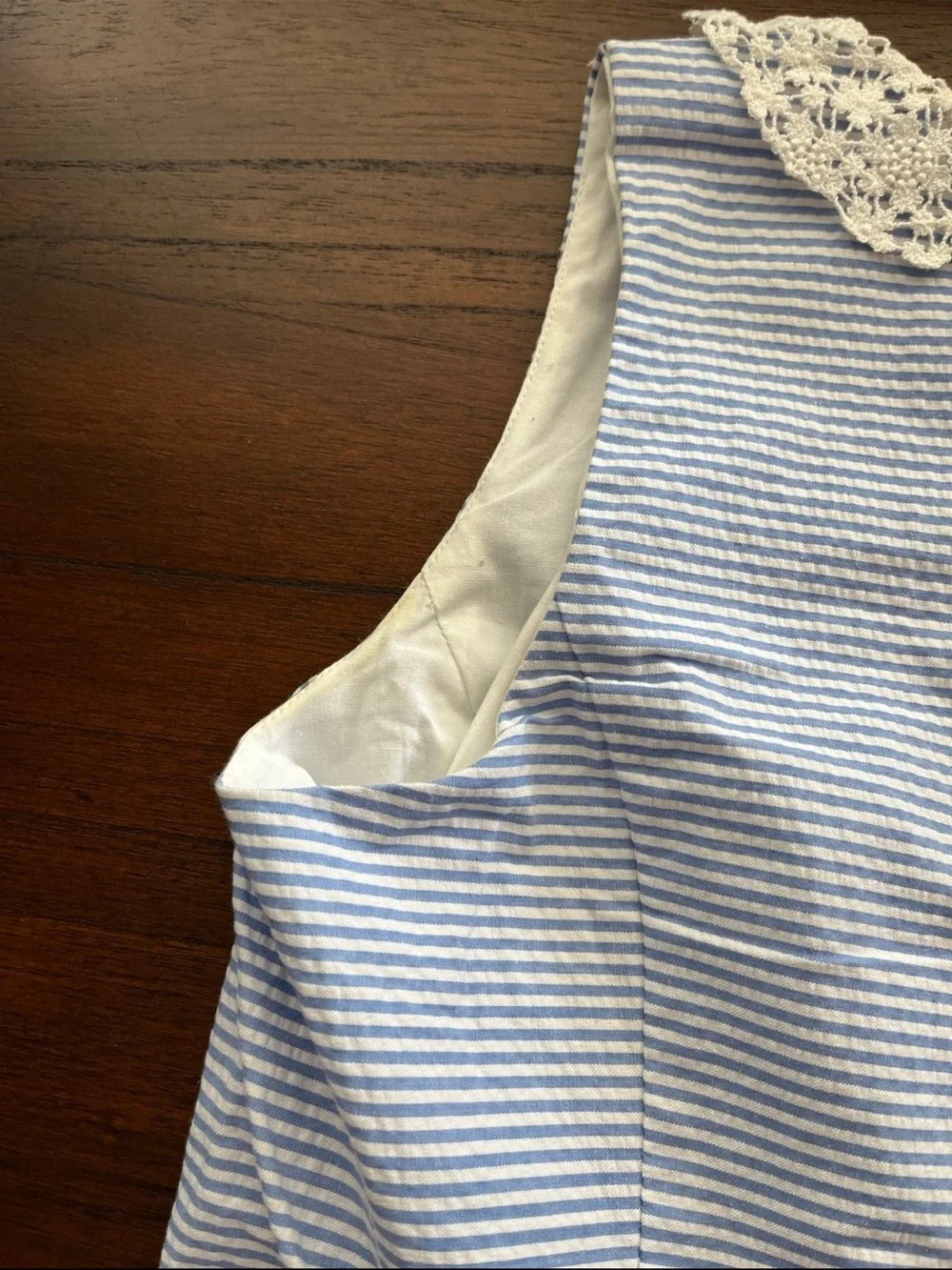 Ralph Lauren Blue and White Striped Seersucker Dress size 16